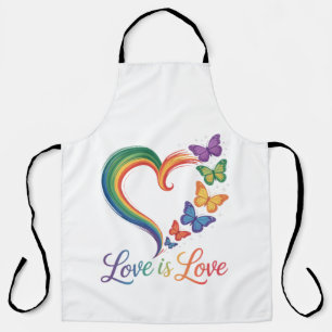 love is love lgbt butterfly heart rainbow apron