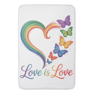 love is love lgbt butterfly heart rainbow bath mat