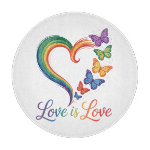 love is love lgbt butterfly heart rainbow cutting board