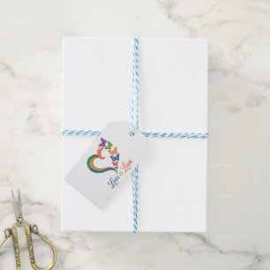 Love Is Love LGBT Butterfly Heart Rainbow Gift Tags