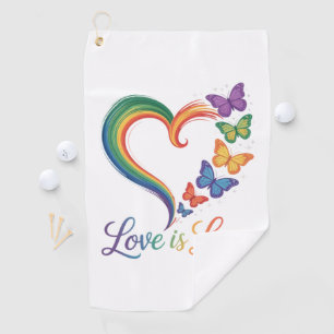 love is love lgbt butterfly heart rainbow golf towel