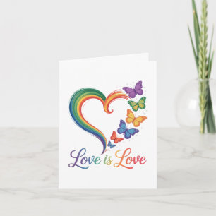 Love Is Love LGBT Butterfly Heart Rainbow Holiday Card