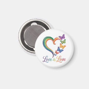 Love Is Love LGBT Butterfly Heart Rainbow Magnet