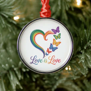 love is love lgbt butterfly heart rainbow metal tree decoration