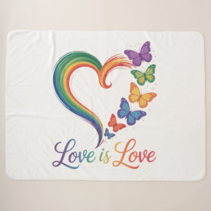 love is love lgbt butterfly heart rainbow sherpa blanket