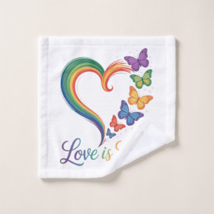 love is love lgbt butterfly heart rainbow wash cloth