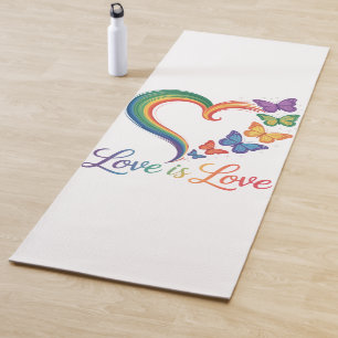love is love lgbt butterfly heart rainbow yoga mat
