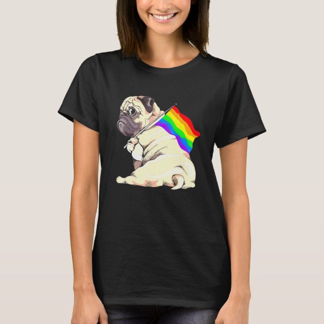 Love Is Love Lgbt Flag Gay Pride Rainbow Lgbt Pug  T-Shirt (Front)