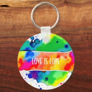 Love Is Love LGBT Pride Rainbow Custom Key Ring