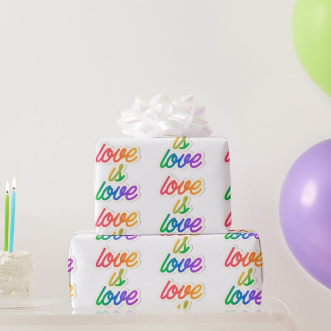 Love Is Love LGBT Wrapping Paper – Rainbow Pride  (Party Gifts)