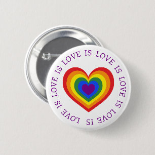 Love is Love LGBTQ Rainbow Heart 6 Cm Round Badge