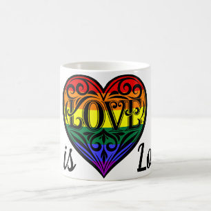 Love Is Love LGBTQ Rainbow Heart Coffee Mug