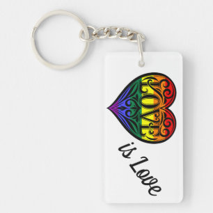 Love Is Love LGBTQ Rainbow Heart Key Ring