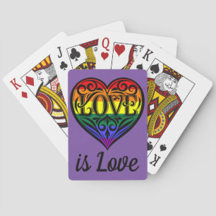 Love Is Love LGBTQ Rainbow Heart Playing Cards