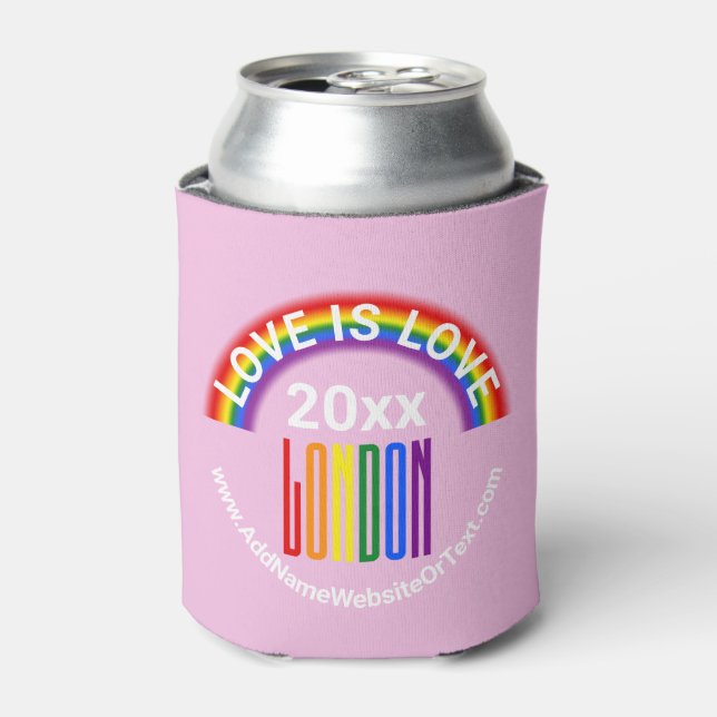 Love is Love London Pride Gay Pride LGBT Rainbow Can Cooler (Can Front)