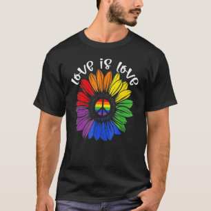 Love Is Love Love Daisy Lgbt Rainbow Gay T-Shirt