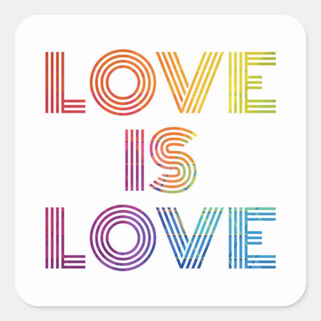 Love is Love | Modern Stripes Square Sticker (Front)