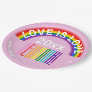 Love is Love New York Pride NYC Gay Pride Rainbow Paper Plate