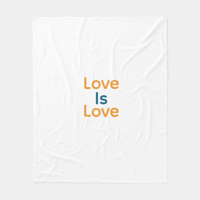 Love is love orange blue colourful pride LGBTQ gay Fleece Blanket (Front)