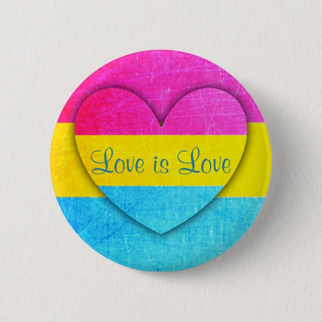 Love is Love Pansexual Flag  Button (Front)
