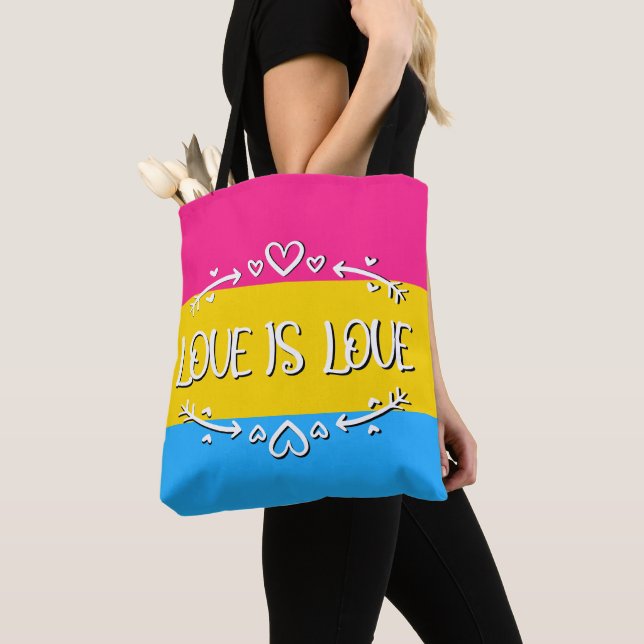 Love is Love Pansexual Pride Flag Tote Bag (Close Up)