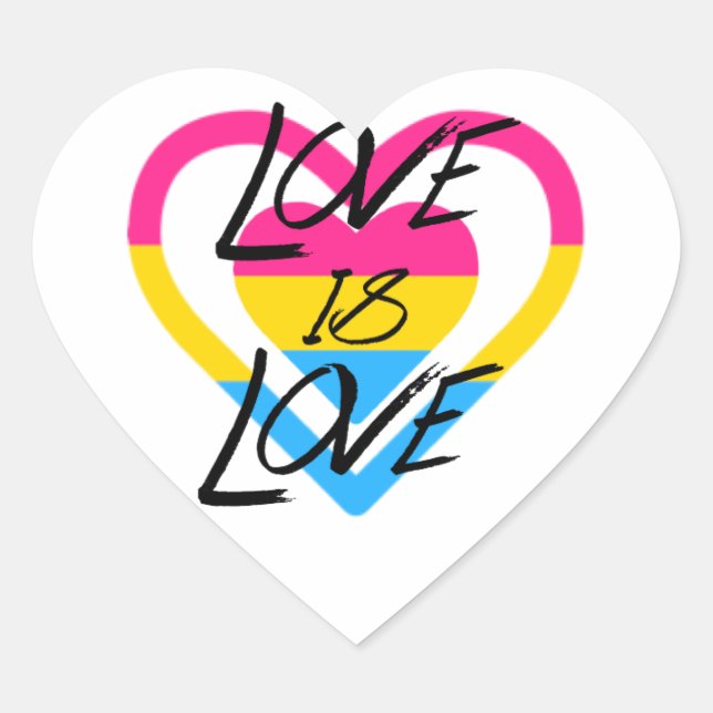 Love Is Love Pansexual Pride Heart Sticker (Front)