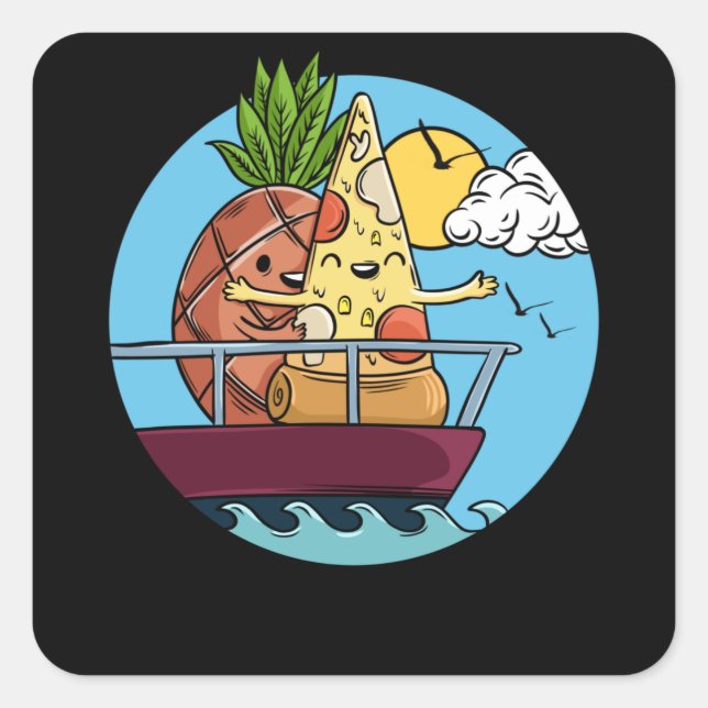 Love Is Love Pineapple Pizza Valentines Day Foodie Square Sticker (Front)