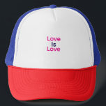 Love is love pink purple colourful pride LGBTQ gay Trucker Hat<br><div class="desc">girly design</div>