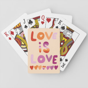 LOVE IS LOVE Pink Purple Pride Lesbian Flag  Playing Cards