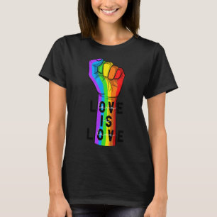 Love Is Love Power Fist Lgbt Pride Gay Lesbian Bis T-Shirt
