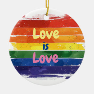Love is Love, Pride design Ceramic Tree Decoration