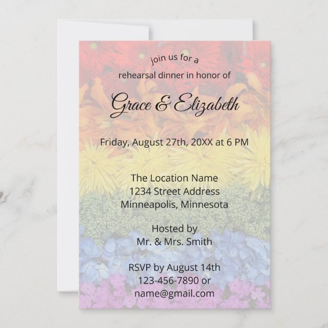 Love is Love Pride Floral Rehearsal Dinner Invitation (Front)