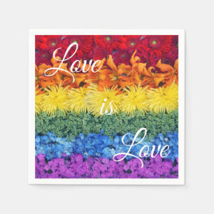 Love Is Love Pride Floral Wedding Paper Napkin