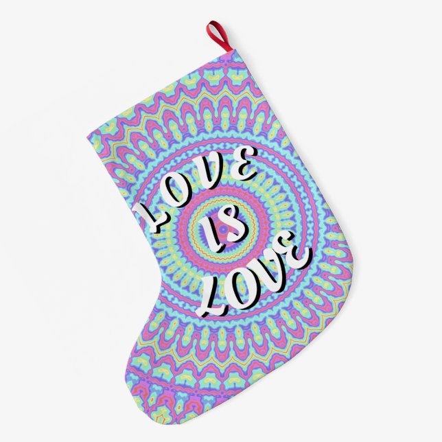Love Is Love Pride Large Christmas Stocking (Back (Hanging))