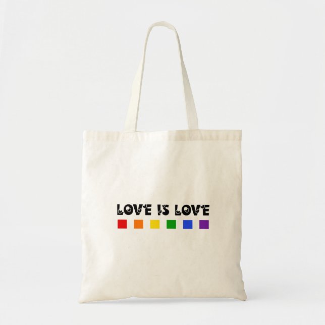 Love Is Love Pride Minimalist Rainbow Tote Bag (Front)