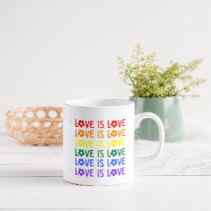 Love Is Love Pride Mug – Repeating Rainbow Floral