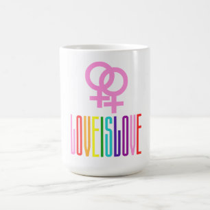 Love is Love Pride Rainbow Flag Text Colourful Coffee Mug