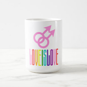 Love is Love Pride Rainbow Flag Text Colourful Coffee Mug