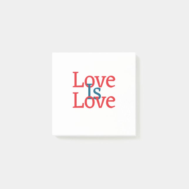 Love is love pride red blue June LGBTQ simple text Post-it Notes (Front)