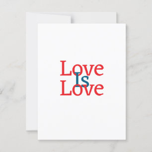 Love is love pride red blue June LGBTQ simple text Postcard