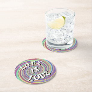 Love Is Love Pride Round Paper Coaster