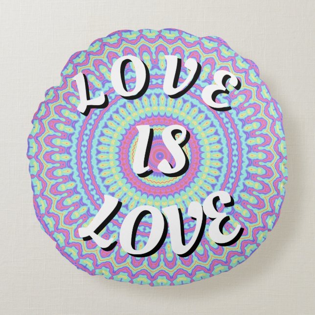 Love Is Love Pride Round Pillow (Front)