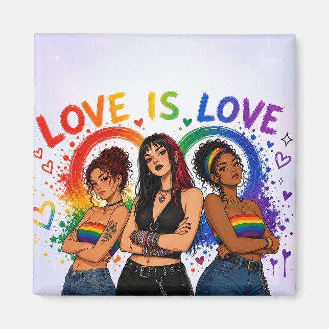 Love Is Love Pride Square Magnet (Front)