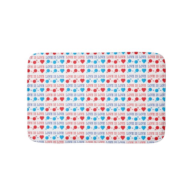 LOVE is LOVE quote in red and blue Bath Mat (Front)