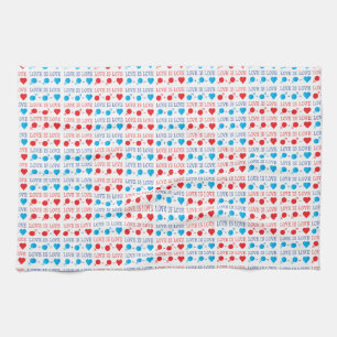 LOVE is LOVE quote in red and blue Tea Towel