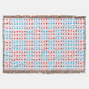 LOVE is LOVE quote in red and blue Throw Blanket