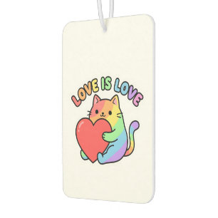 Love Is Love Rainbow Cat Gift, Cute Pride Car Air Freshener