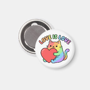 Love Is Love Rainbow Cat Gift, Cute Pride Magnet