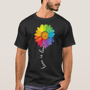 Love Is Love Rainbow Daisy Flower Lgbt Gay Lesbian T-Shirt