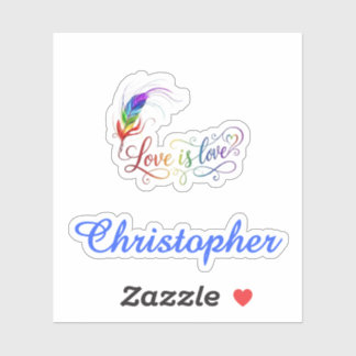 Love is Love Rainbow Feather Personalised Boy Viny